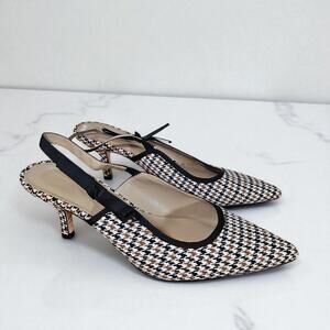 Ann Taylor Houndstooth Bow Slingback Pumps